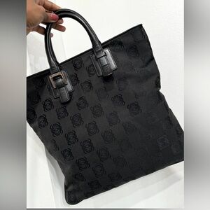 Beautiful preloved logo printed Loewe black tote